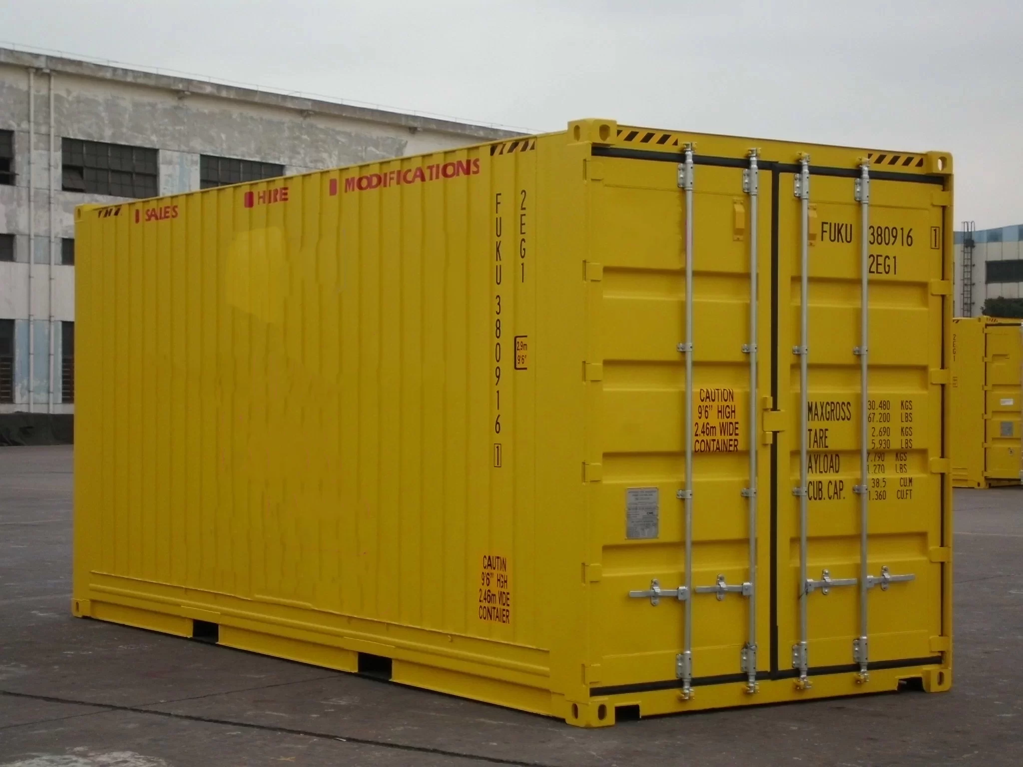 Tare weight of 20' containers