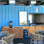 External lighting features in a Container Bar and Pizzeria