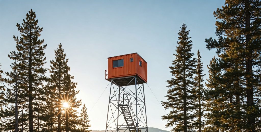Shipping container firewatch tower