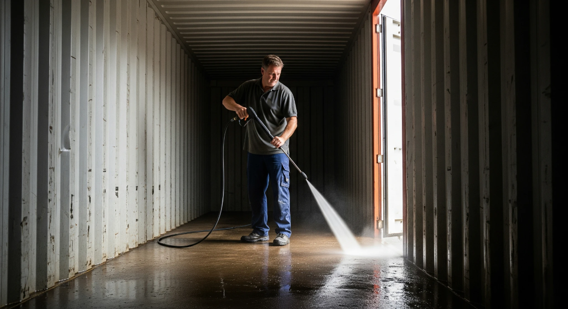 Clean shipping container floors