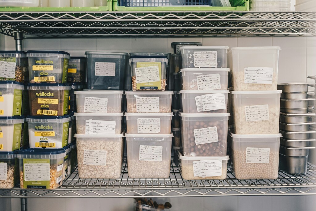 Shelving inside food storage