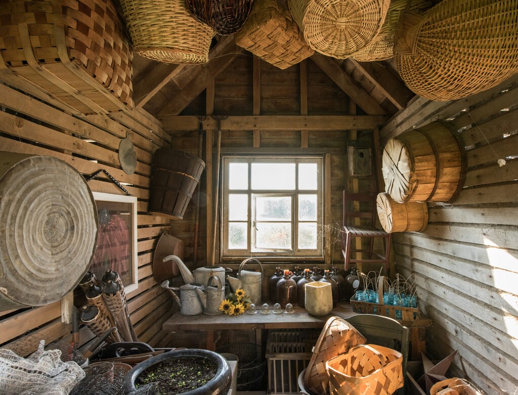 Inside of a garden shed