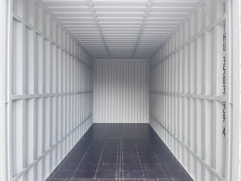 Container's interior with plywood floor