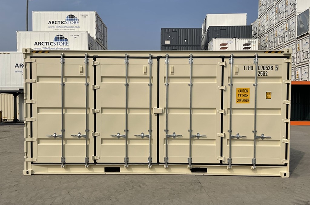 Lock box on shipping container side doors