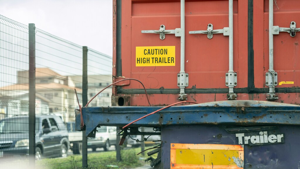 Container on a trailer