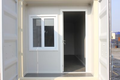 20 feet white office containers with door and windows views.