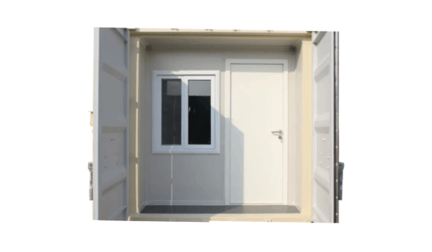 20'DC Enclosed Office Container 2.2, shipping container rear view door open