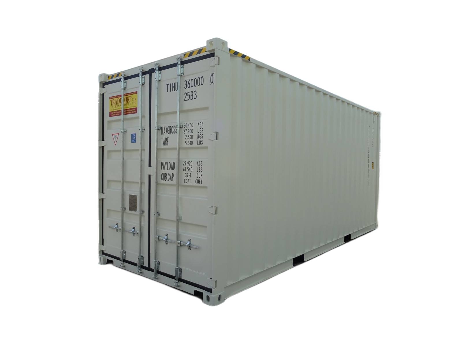 20 Feet White High Cube Bulkers Container closed door view