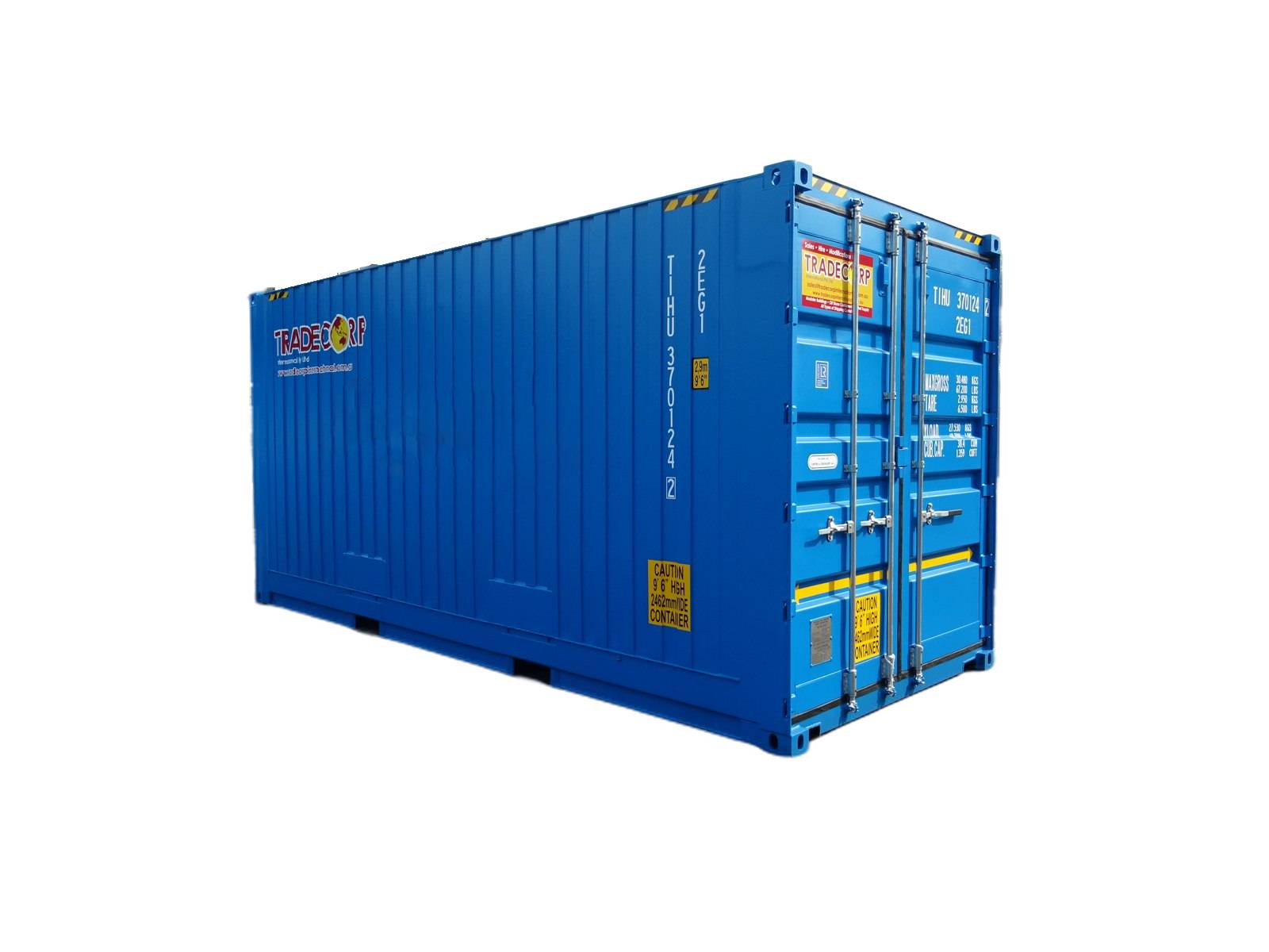 20 Feet Blue High Cube Pallet Wide Container rear and back view