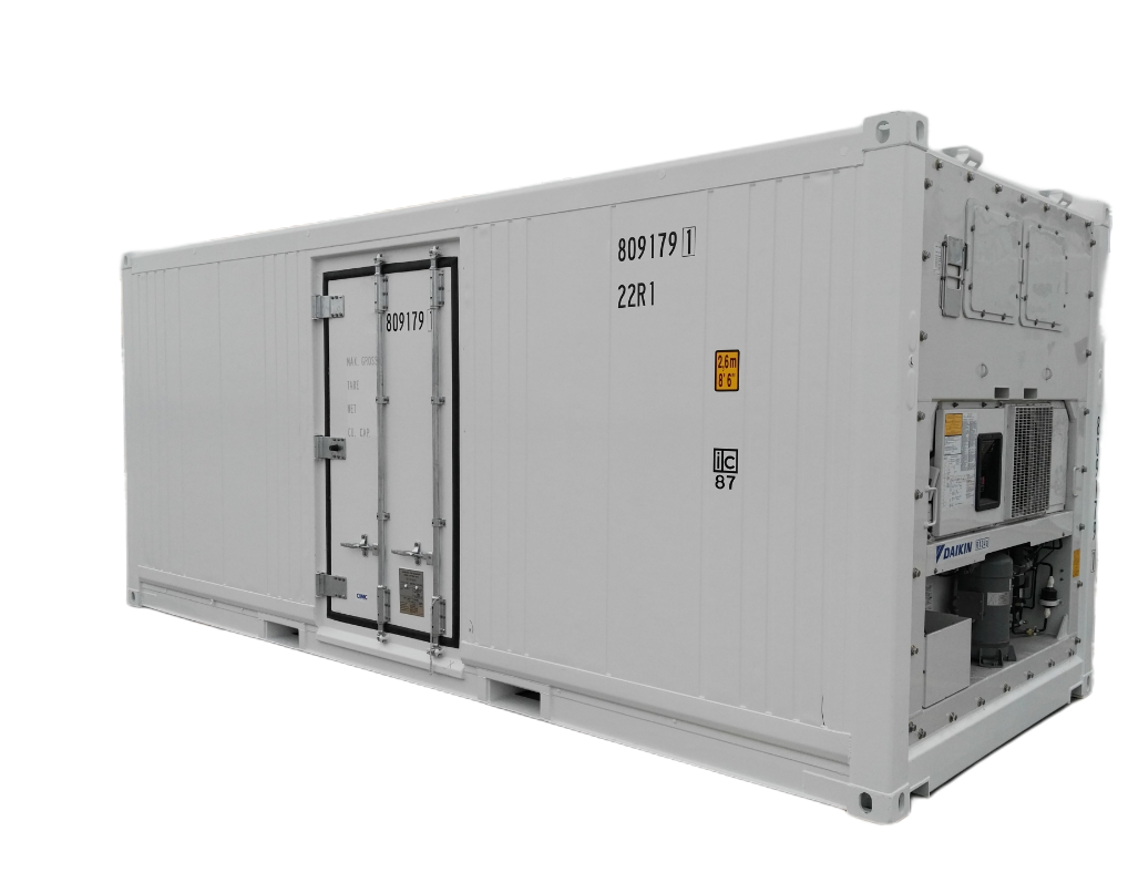 20 Feet White Refrigerated Container with Side PA Door side view