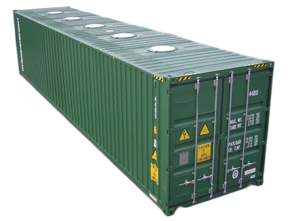 40 feet green high cube bulker container side view