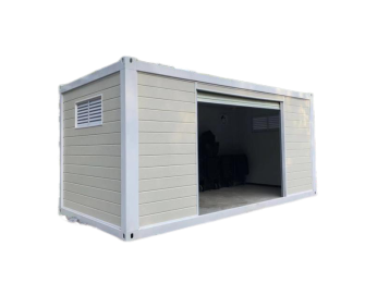 20 feet white self-storage side view door open